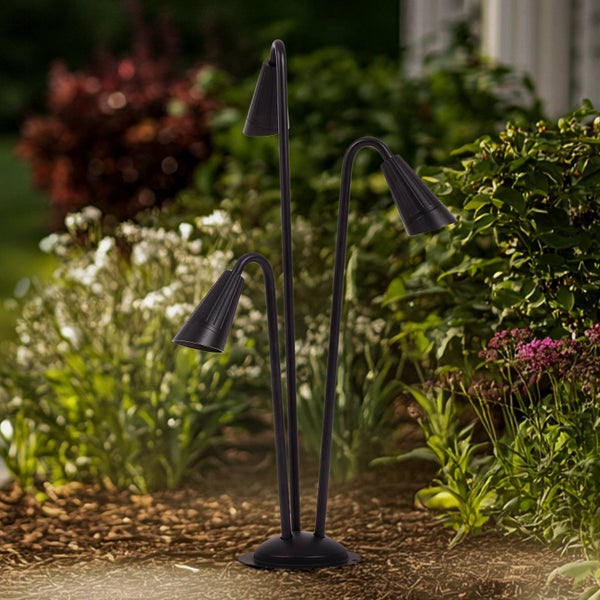 Lindby Außenleuchte Sorvete (Modern) in Schwarz aus Aluminium (3 flammig, GU10) - Wegeleuchte Pollerleuchte Wegelampe Sockelleuchte