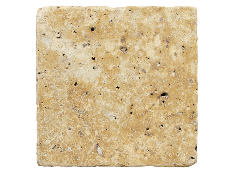 Wohnrausch Travertin Mosaikfliesen GOLD 10 x 10 x 1 cm, getrommelt, gelb, beige