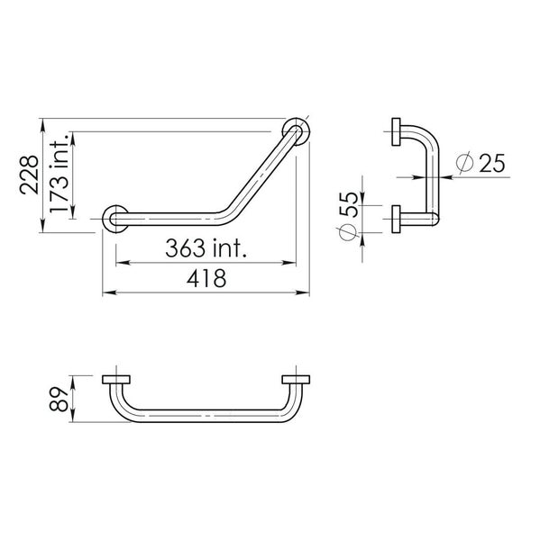 Schwarzer Haltegriff mit 135° Winkel