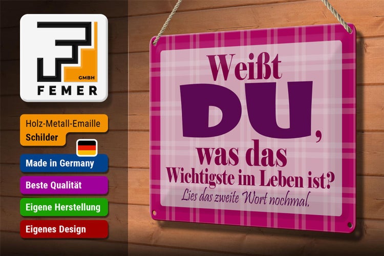Blechschild Spruch 30x20cm Wichtigste bist DU
