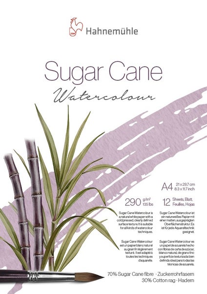 Hahnemühle Sugar Cane Aquarellpapier, DIN A4, 290 g/m², 12 Blatt