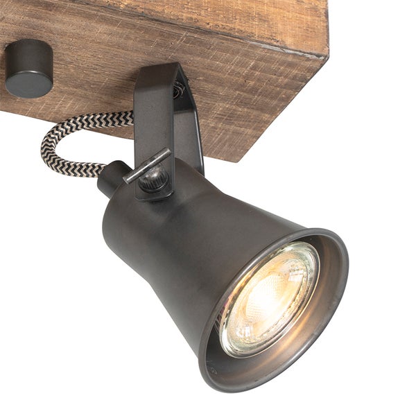 Deckenleuchte mit Spot und Holzbalken