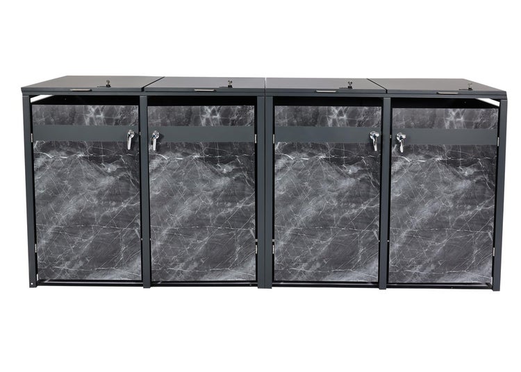 Mülltonnenbox für drei Mülltonnen mit Marmoroptik