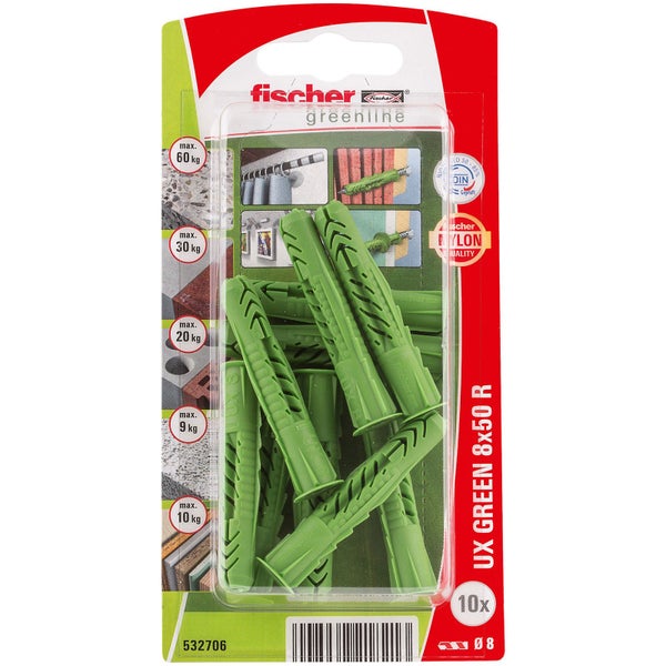 Fischer Universaldübel UX GREEN 8x50 R, 10 Stück, in Verpackung