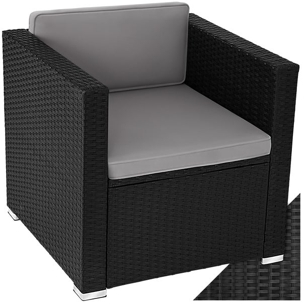 Rattansessel  tectake Lignano 70 x 69 x 65cm widerstandsfähig schwarz