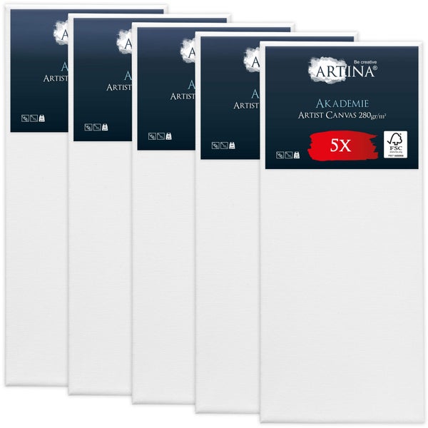 Fünf Artina Akademie Künstler Leinwände mit 280 Gramm pro Quadratmeter und Forest Stewardship Council Siegel