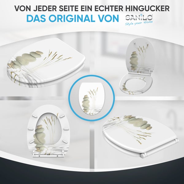 Sanilo Toilettendeckel mit Steinen und Gräsern als Motiv