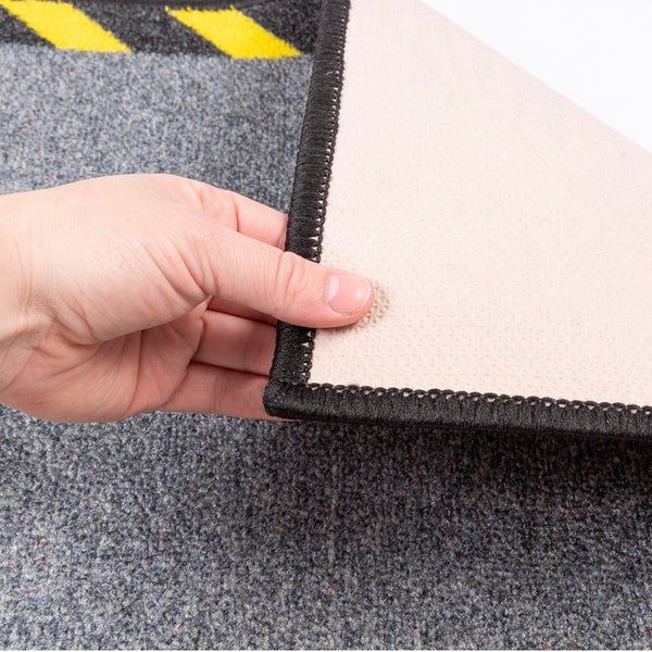 FLOORDIREKT Kabelmatte mit Warnumrandung - Rollenware - Sicherheitsmatte für Büro und Lager - Schwarz-Gelb - 60 x 800 cm