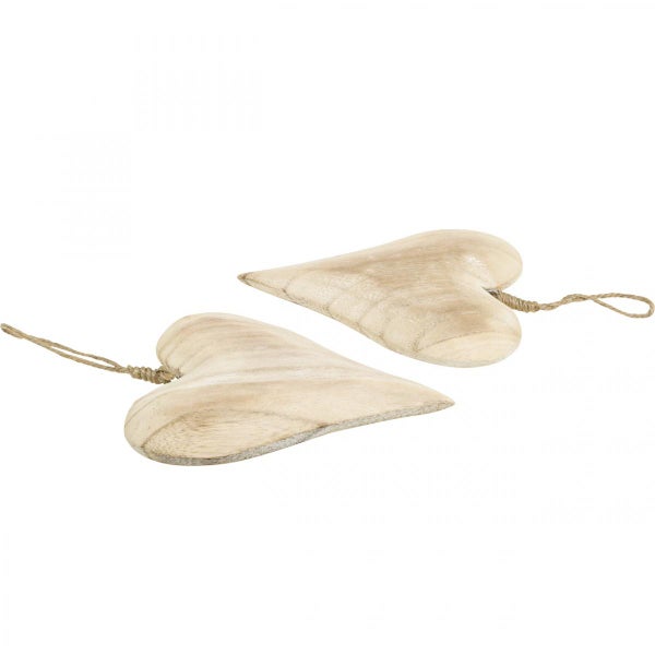 Zwei Holzherzen mit Kordelaufhängung