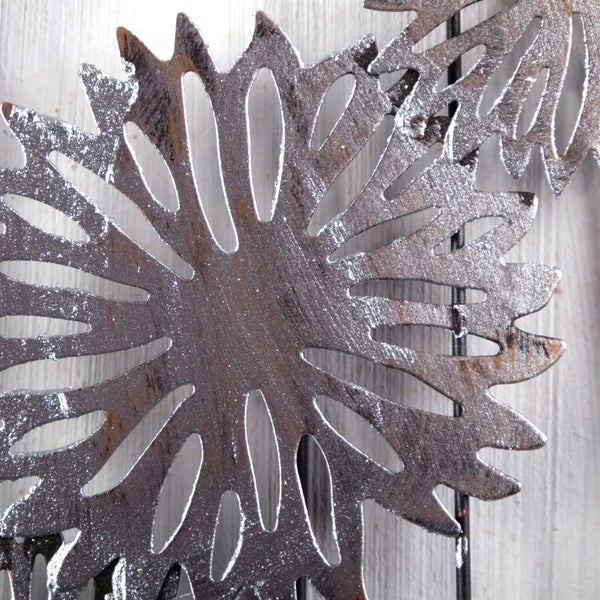 Wanddeko PURE FLOWERS Metall silber/braun