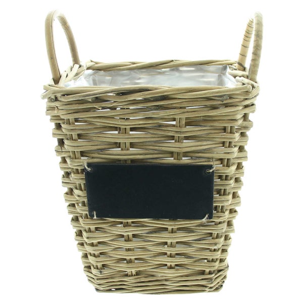 FRANK FLECHTWAREN | Pflanzkorb Weiden-Chic, WEIDE, RATTAN, MDF, FOLIE, 27 x 27 x 30 cm