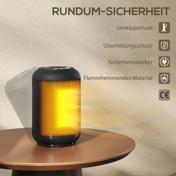 Elektrischer Heizlüfter mit Umkippschutz, Überhitzungsschutz, Sicherheitsstecker und schwer entflammbarem Material