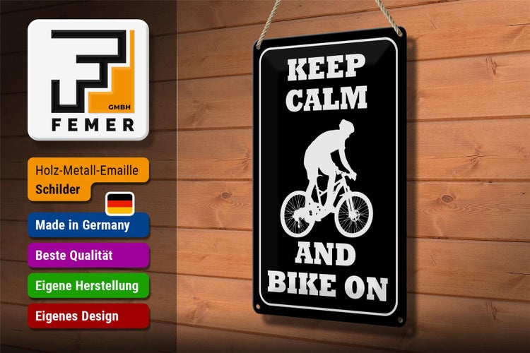 Blechschild Spruch 20x30cm Keep Calm and Bike on