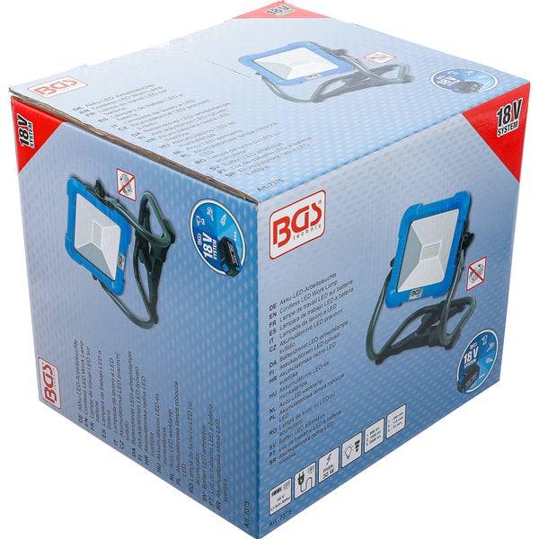 Verpackung einer Akku LED Arbeitsleuchte