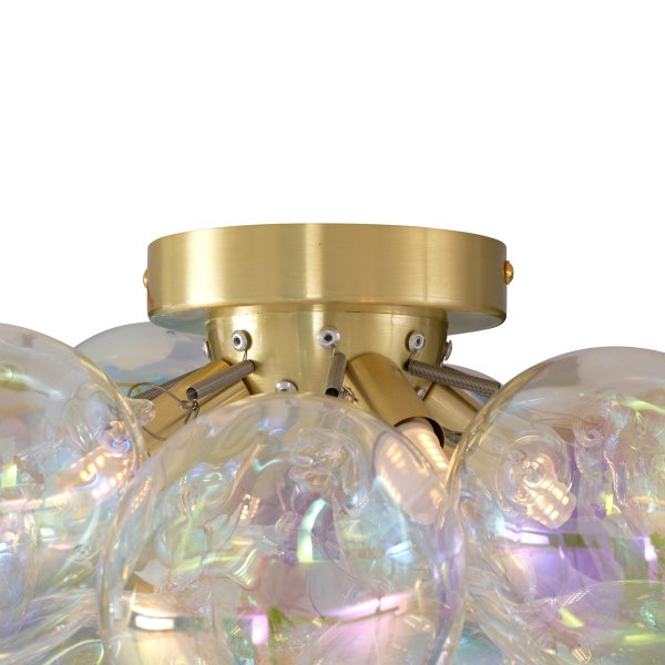 Design Deckenleuchte Messing mit Regenbogenglas 4-flammig - Uvas