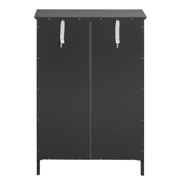 Rückansicht eines Badezimmerschranks mit zwei Türen und Befestigungsmaterial