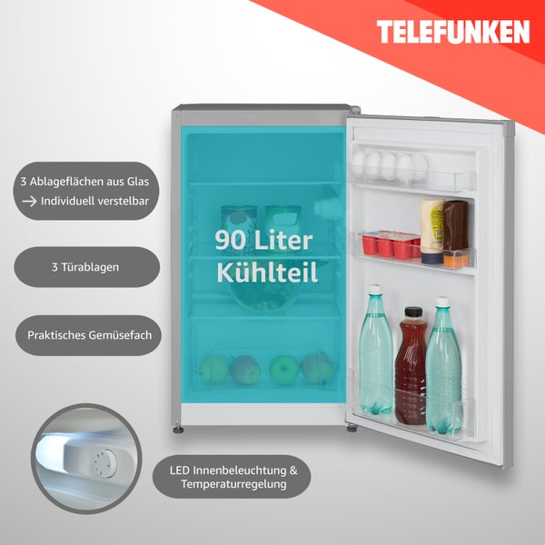 Telefunken CF-31-121-S Kühlschrank ohne Gefrierfach Freistehend 90 L Gesamt-Nutzinhalt Temperaturregelung