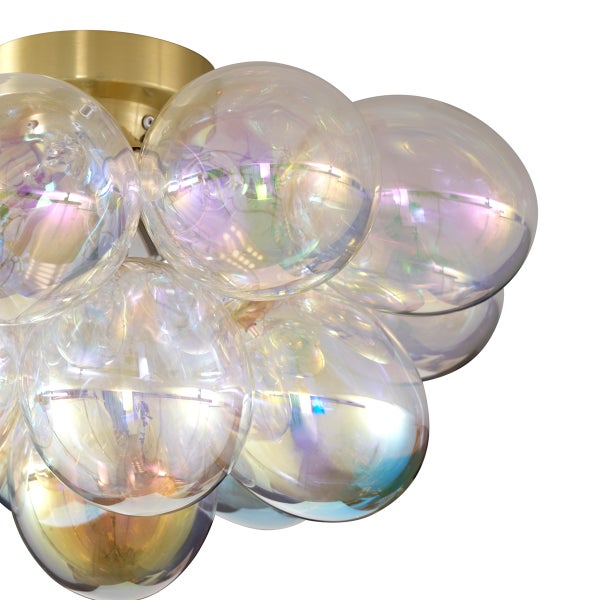 Design Deckenleuchte Messing mit Regenbogenglas 4-flammig - Uvas