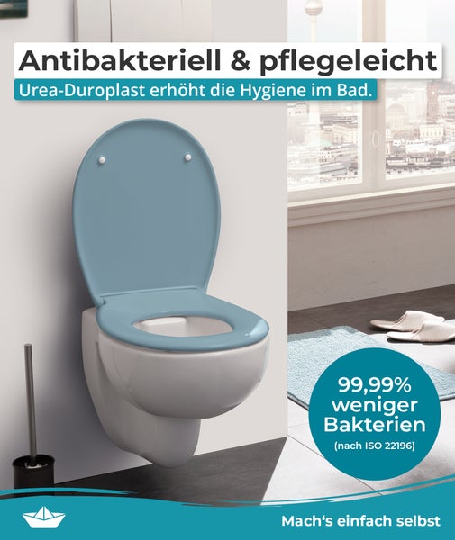 Wand-Tiefspülklosett mit antibakterieller Beschichtung und Urea-Duroplast-Sitz