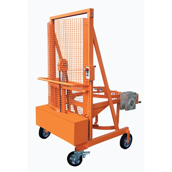 Orangeroller Materialheber mit Gitterkäfig