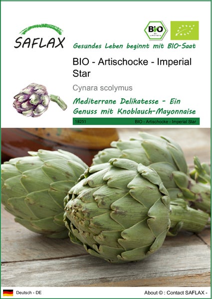 SAFLAX  - BIO - Artischocke - Imperial Star - Cynara scolymus - 5 Samen