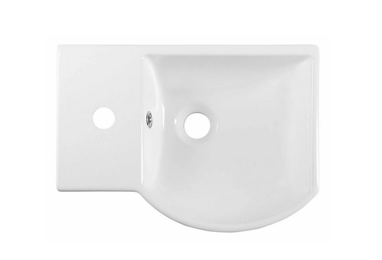 Gäste WC Badmöbel Waschtisch Set 45cm für Kleine Bäder Litos Hahnloch Links