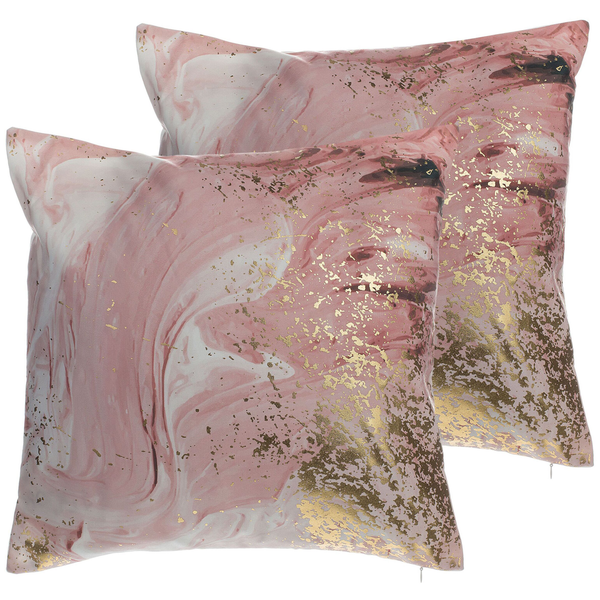 Dekokissen 2er Set LANTANA 45 x 45 cm Rosa Marmor Optik