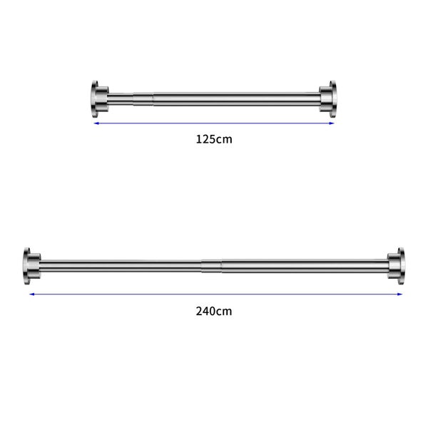Teleskopstange aus Metall in zwei Längen von 125 Zentimeter und 240 Zentimeter.