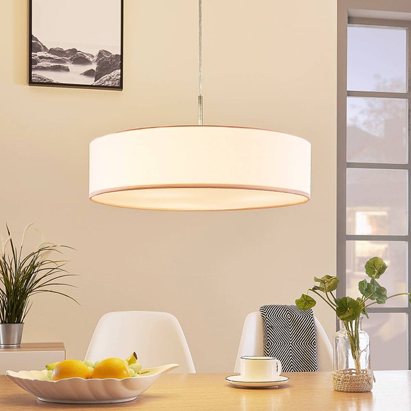 Lindby Pendelleuchte Sebatin (Modern) in Weiß aus Textil (3 flammig, E27) - Hängeleuchte Esstischlampe Hängelampe Küchenleuchte