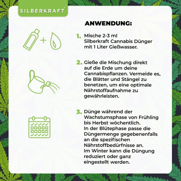 SILBERKRAFT Cannabis Dünger – Für Hanfpflanzen – NPK Flüssigdünger – 1 Liter