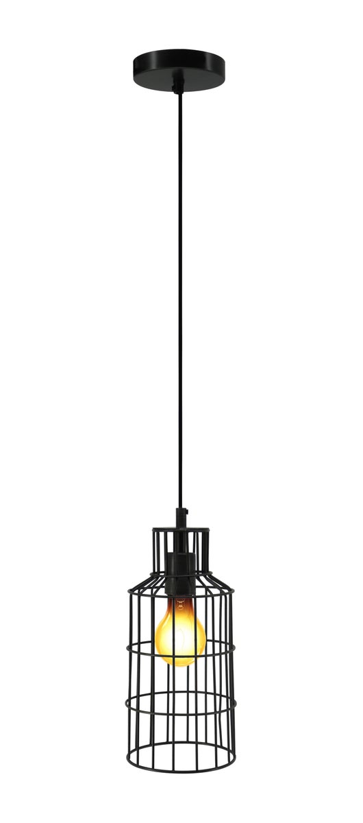 Minimalistische Pendellampe Schwarz, Gitter Hängelampe 34 cm | Wohnzimmer Esszimmer Leuchte