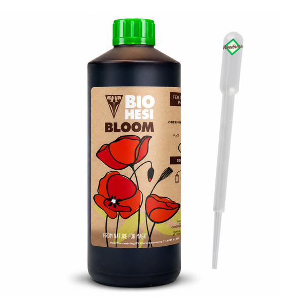 Flasche Bio Hesi Bloom Pflanzendünger mit Dosierpipette für die Blütephase