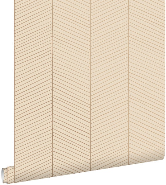 ESTAhome Tapete Fischgrätmuster Pfirsichrosa - 53 cm x 10.05 m - 139450