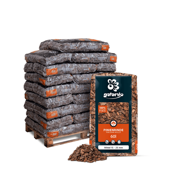 Galamio Rindenmulch Pinie Mittel 60l x 26 Sack 1560l Palette