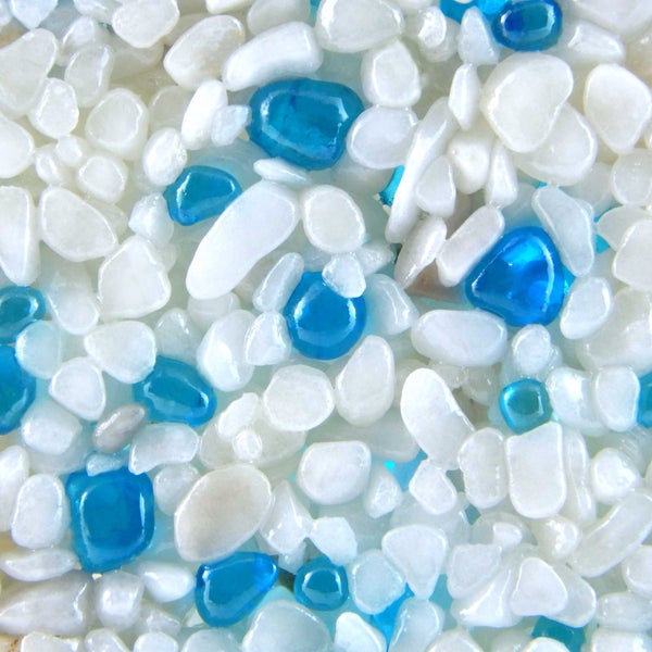 Terralith Glassteinteppich WAND -Vetro Mare Blu / Bianco- für 1 qm