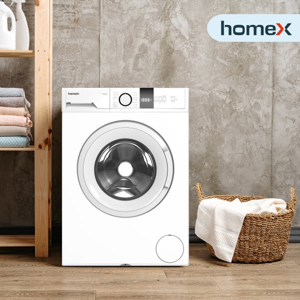 homeX Waschmaschine 6kg Frontlader mit 1200 U/Min. Inverter Motor Schontrommel 15 Programme EEK C WF612C-W