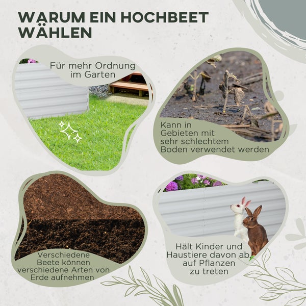 Outsunny Hochbeet aus Stahl, Pflanzbeet Frühbeet Gartenbeet Blumenkasten steckbar, Pflanzkasten Pflanzkübel 180x90x60cm für Garten Balkon Terrasse, Gemüsebeet für Blumen, Pflanzen, Obst