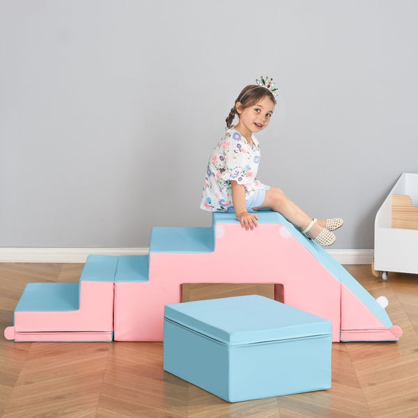 HOMCOM 4er-Set Bausteine, 147L x 49B x 47H cm, Kunstleder, EPE-Schaumstoff, Rosa