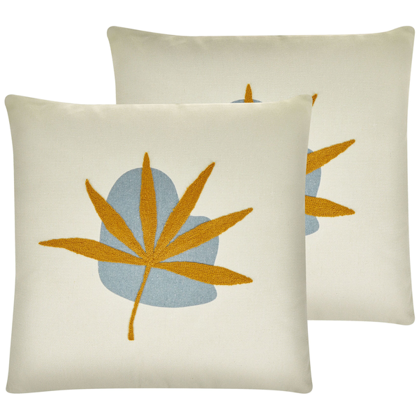 Dekokissen 2er Set DAVALLIA 45 x 45 cm Beige Pflanzenmuster