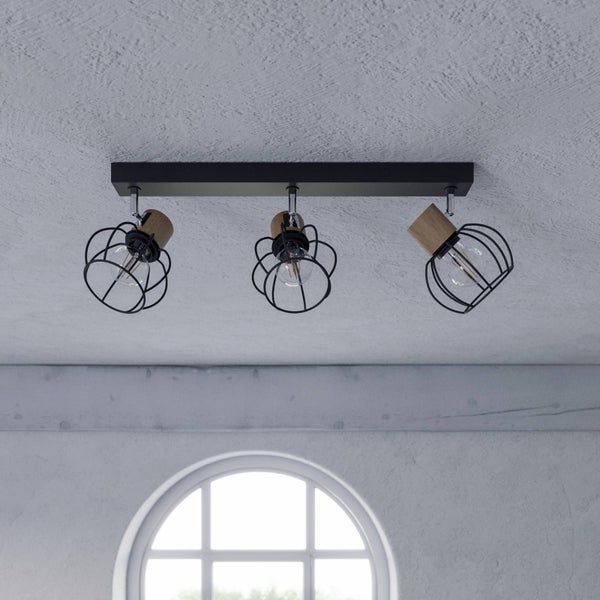 Envostar Deckenlampe Fence in Schwarz aus Metall (3 flammig, E27) - Deckenleuchte Lampe Flurleuchte