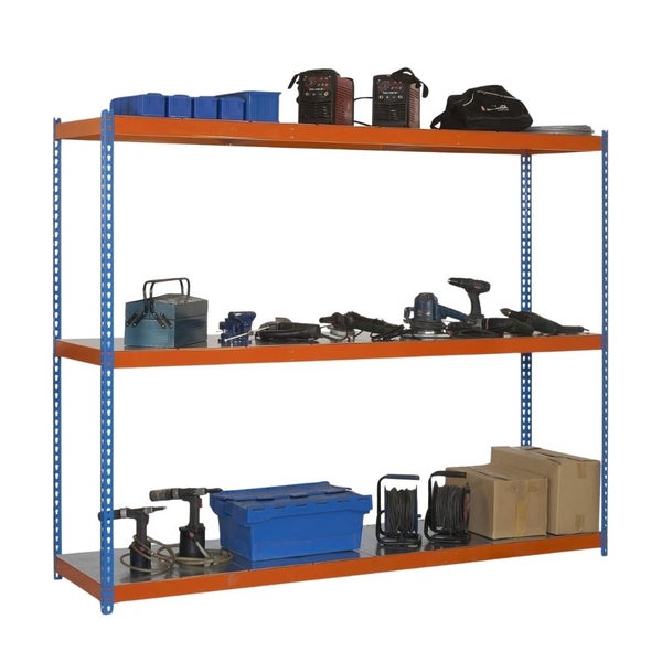 PROREGAL Schwerlastregal Mid Metal Yeti Three HxBxT 150 x 120 x 45 cm Fachlast 400 kg Blau-Orange