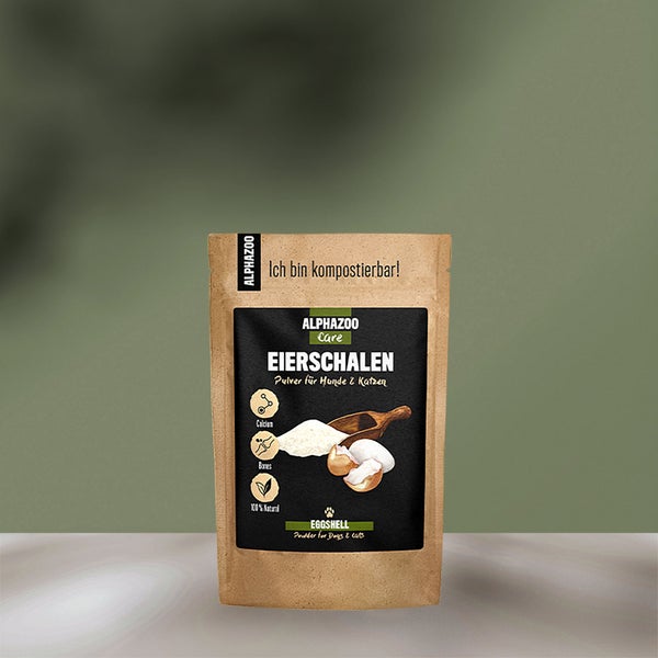 ALPHAZOO Eierschalenpulver 250g für Hunde und Katzen I Calcium aus Eierschalen