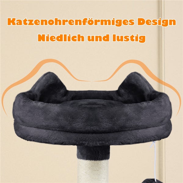 Katzenkratzbaum mit Liegemulde und Katzenohren-Design