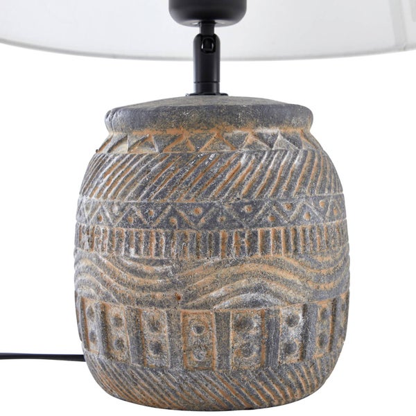 Lindby Tischlampe Aelith (Landhaus, Vintage Rustikal) in Alu aus Textil (1 flammig E27) - Tischleuchte Schreibtischlampe Nachttischlampe Wohnzimmerleuchte