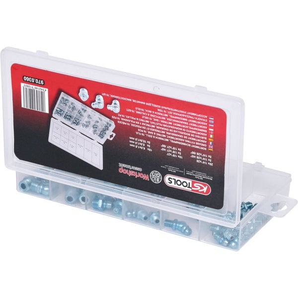 KS TOOLS Sortiment Schmiernippel metrisch & Zoll 70tlg. - 970.0360