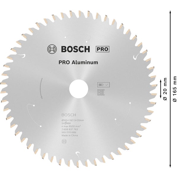 Bosch Pro Kreissägeblatt für Aluminium, Durchmesser 165 Millimeter