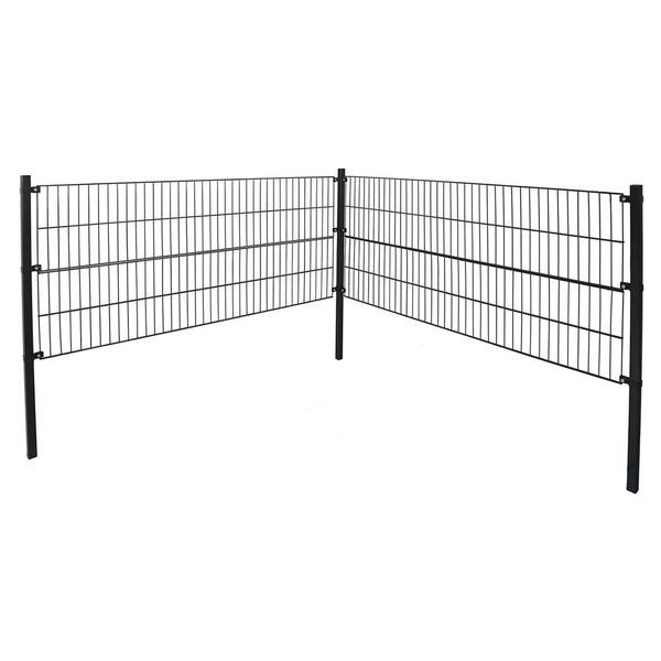 Doppelstabmattenzaun MORATA Höhe: 80 cm / Länge: 20 m 1x Eckpfosten I Gartenzaun, Mattenzaun