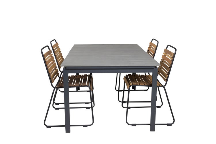 Levels Gartenset Tisch 100x160/240cm und 4 Stühle Bois schwarz, grau. 100 X 160 X 75 cm