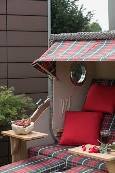 Strandkorb Westerland Teak Bullauge PE grey Dessin 544