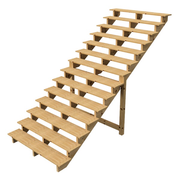 Holztreppe mit dreizehn Stufen